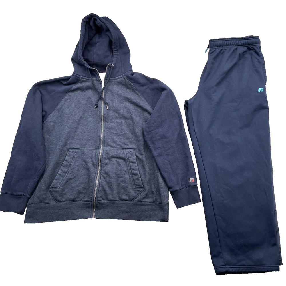 Russell Track Suit Mens XL Hoodie Jogger Sweat Set Athleisure Y2K Sportswear Gym